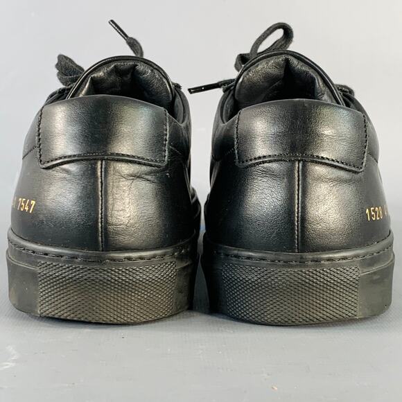 COMMON PROJECTS Size 8 Black Leather Low Top Sneakers - Picture 3 of 9
